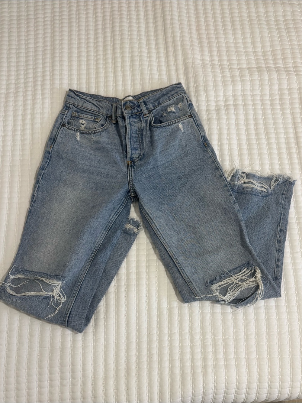 Boyish Light Blue Distressed Boyfriend Jeans
